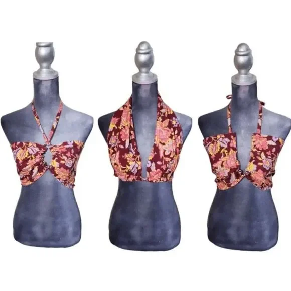 NWT Free People Summer Of Love Bandeau in Wine and Natural - Picture 7 of 15